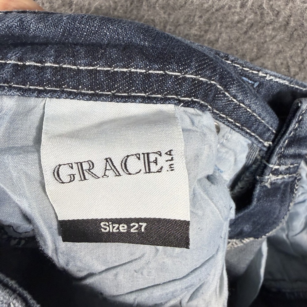 Grace In LA Jeans Women's 27 Bootcut Embroidered Rhinestone Denim Pockets Rodeo - Picture 8 of 8